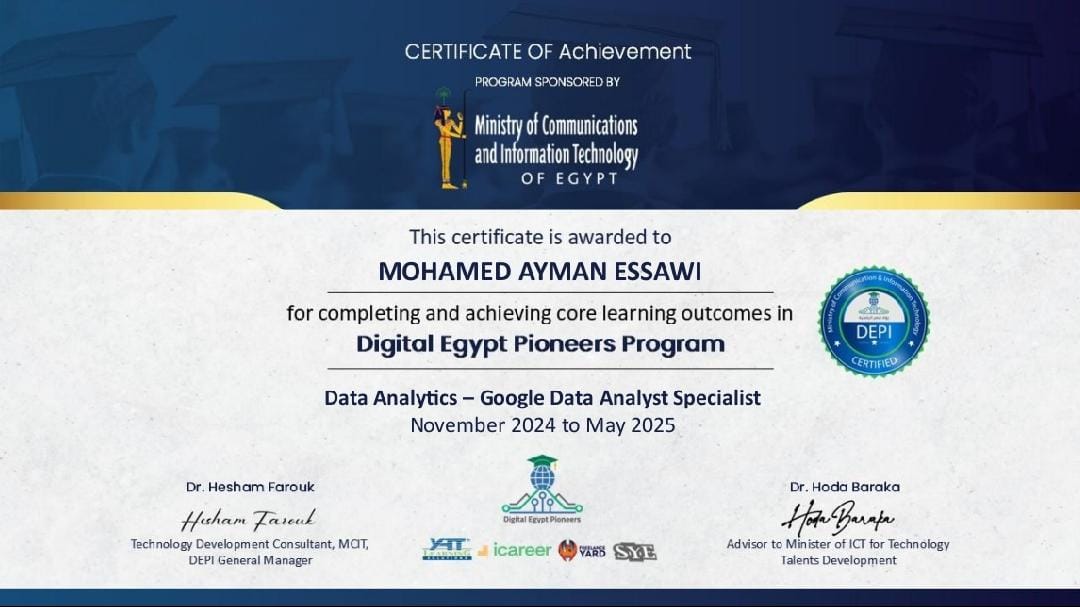 Digital Egypt Pioneers Initiative (DEPI) - Certificate of Recognition